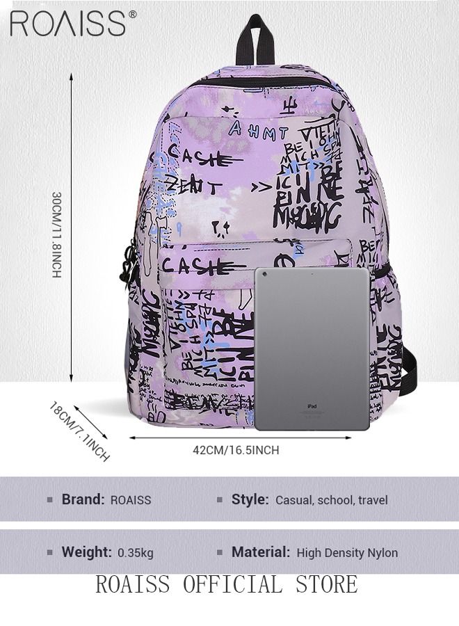 Unisex Colorblock Graffiti Backpack Casual School Bag Personality All-match Leisure Colorful Lightweight Bookbag Casual Daypack for Girls Boys Middle High College Student Travel