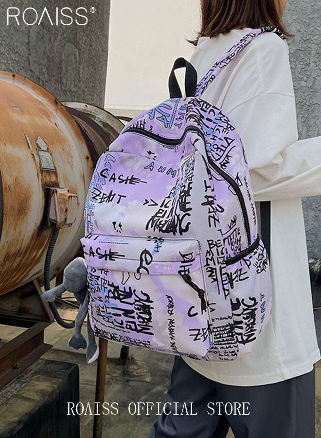 Unisex Colorblock Graffiti Backpack Casual School Bag Personality All-match Leisure Colorful Lightweight Bookbag Casual Daypack for Girls Boys Middle High College Student Travel