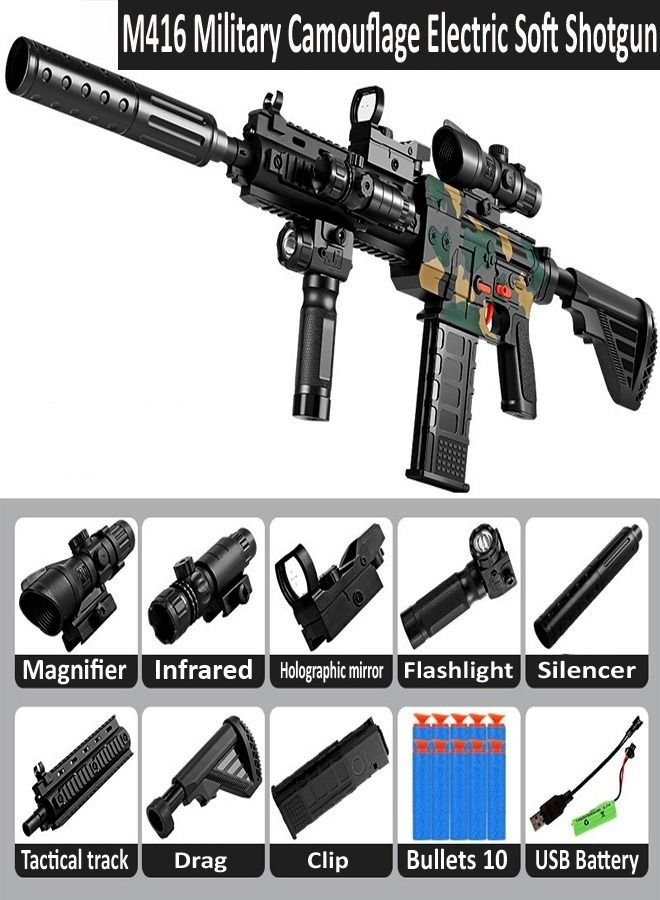 M416 Camouflage Electric Burst Soft Bullets Assault Rifle Gun for Outdoor Play