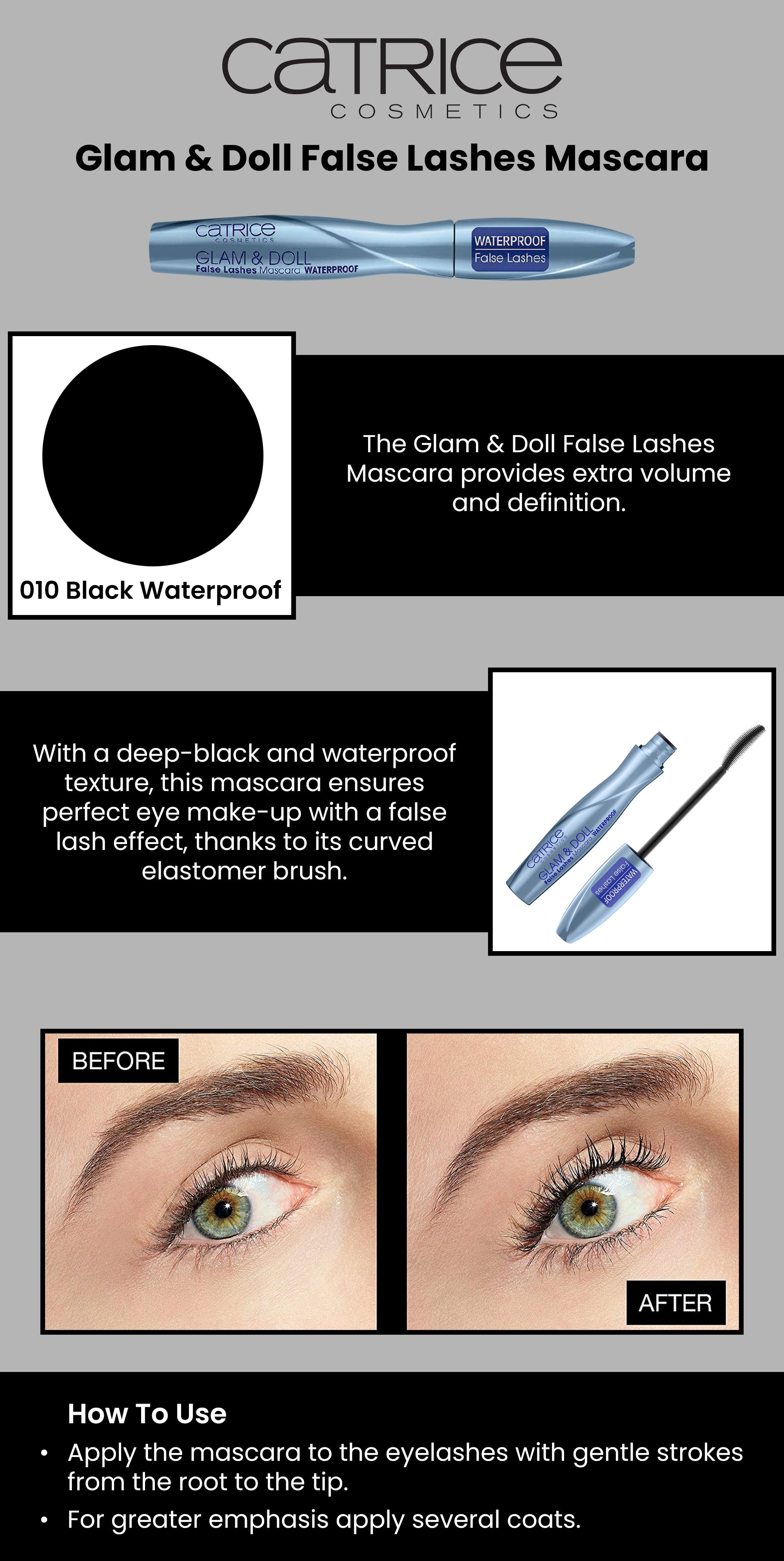 Glam And Doll False Lashes Mascara 010 Black Waterproof