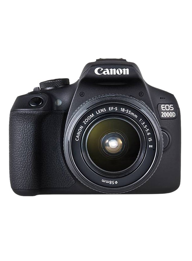 EOS 2000D DSLR Camera With Lens Zoom EF-S 18-55mm 1:3.5-5.6 IS II 24.2MP, FULL HD LCD, Built-In Wi-Fi and NFC Black