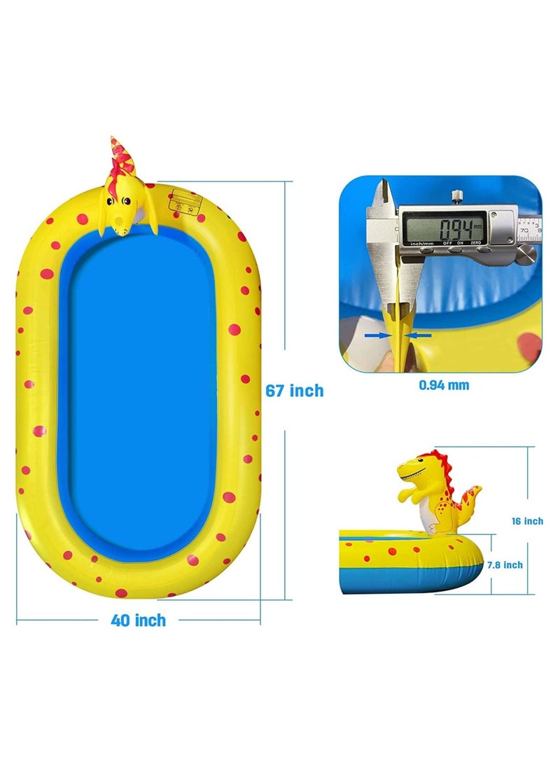 Inflatable Kiddie Pool Sprinkler, Dinosaur Sprinkler Pool Fountain Water Toys, Cute 3 in 1 Summer Splash Pad Kiddie Pool