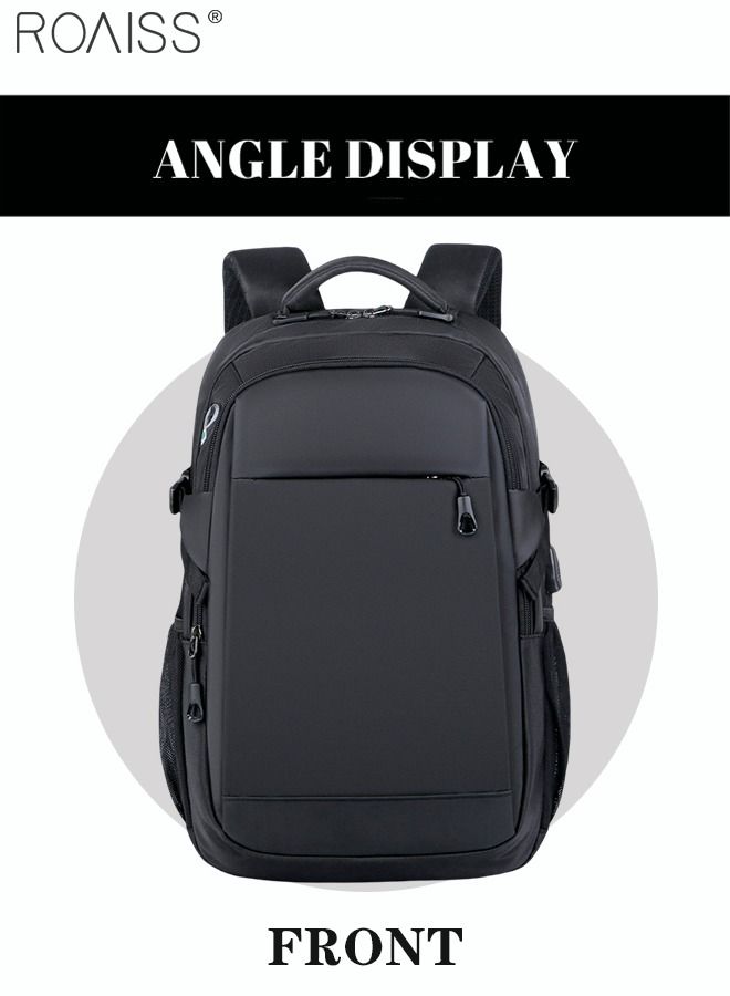 Business Backpack with USB Charging Port and Headphone Plug Waterproof Travel Backpack College School Bag Computer Backpack for Men Women Fits 17 Inch Notebook