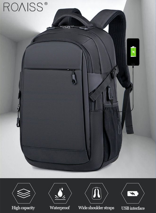 Business Backpack with USB Charging Port and Headphone Plug Waterproof Travel Backpack College School Bag Computer Backpack for Men Women Fits 17 Inch Notebook