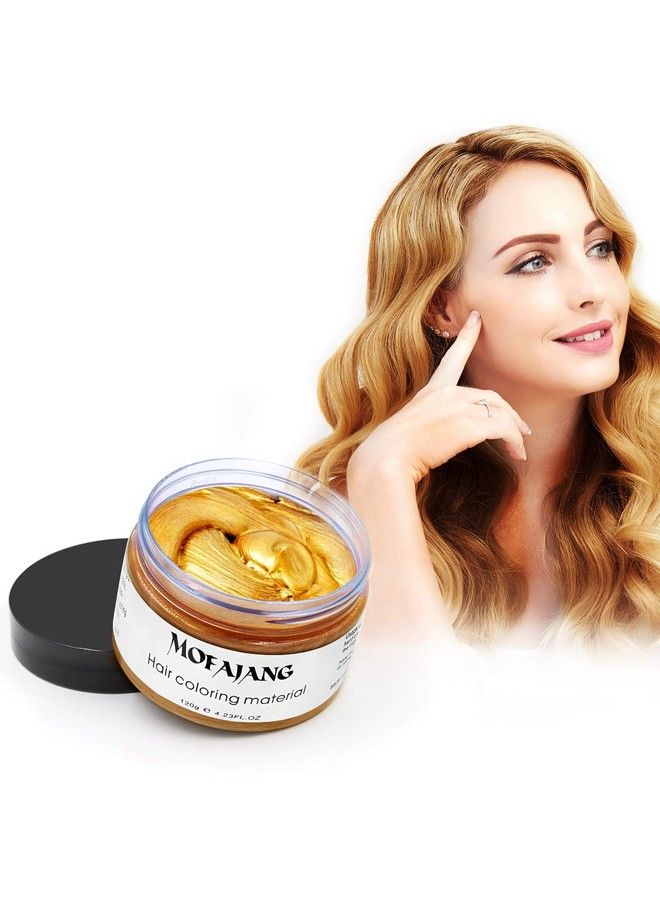 Natural Hair Coloring Wax Sovoncare Gold Temporary Hairstyle Cream Washable Hair Colored Wax For Men & Women Party Cosplay Date 4.23 Oz (Gold)