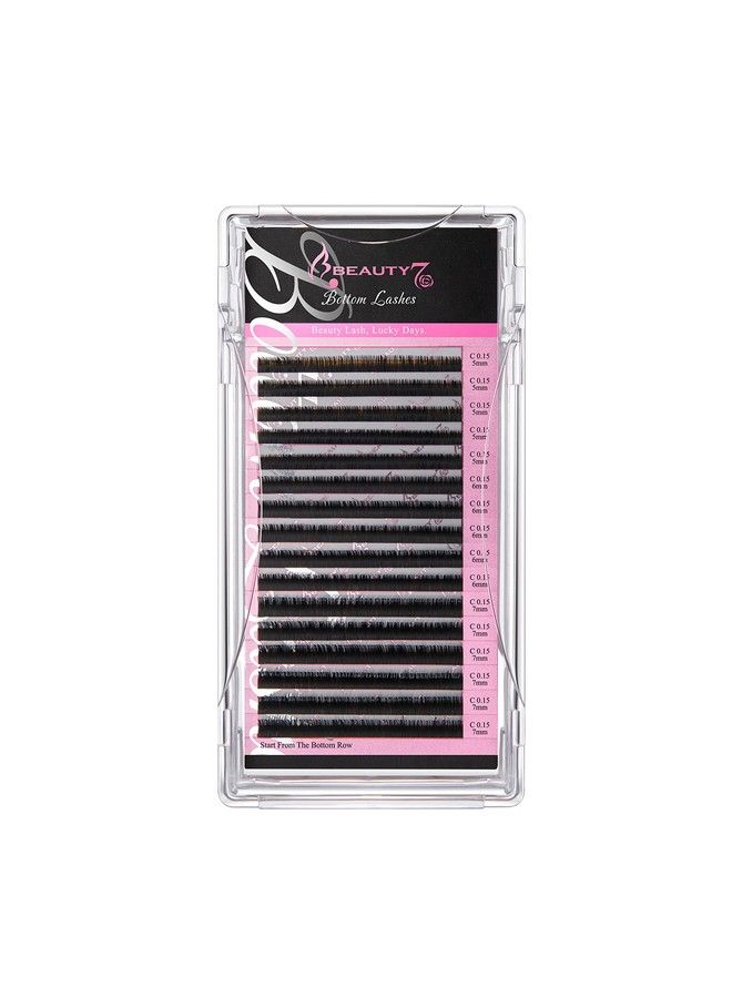 Mixed Volume Under Bottom Lower Individual False Eyelash Extension Tray Matte Synthetic Mink Curl C 0.15Mm Thickness 5/6/7Mm Length