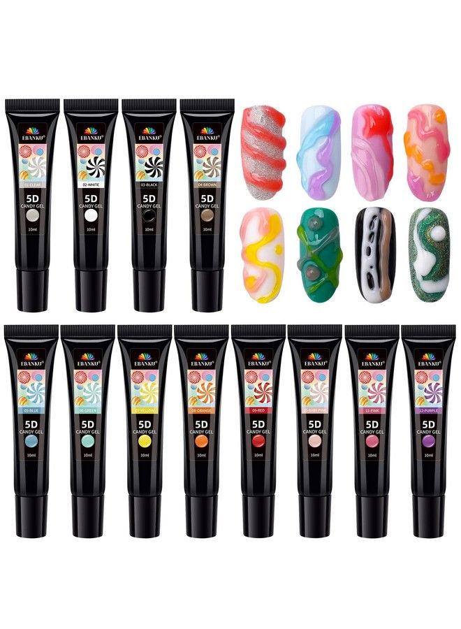 12 Colors 5D Carving Nail Gel Polish Soft Candy Nail Sculpture Painting Gel Soak Off Cute Jelly Macaron Modeling Glue For Diy Nail Art Designs