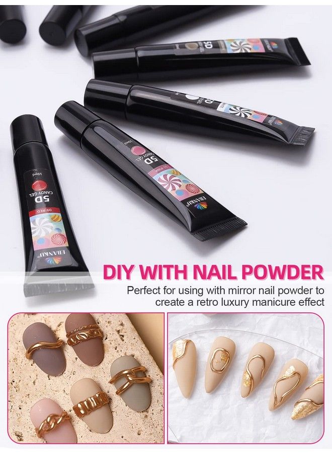 12 Colors 5D Carving Nail Gel Polish Soft Candy Nail Sculpture Painting Gel Soak Off Cute Jelly Macaron Modeling Glue For Diy Nail Art Designs