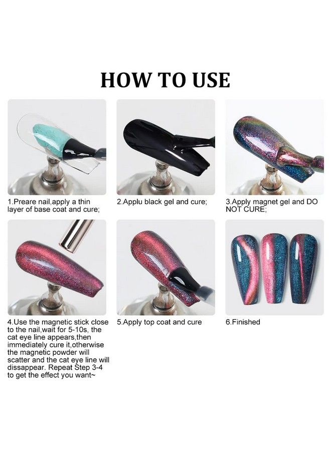 9D Cat Eye Gel Nail Polish Glitter Soak Off Gel Polish With Magnet Stick Glitter Holographic Nail Art For Salon Home Diy 15Ml/0.5Floz