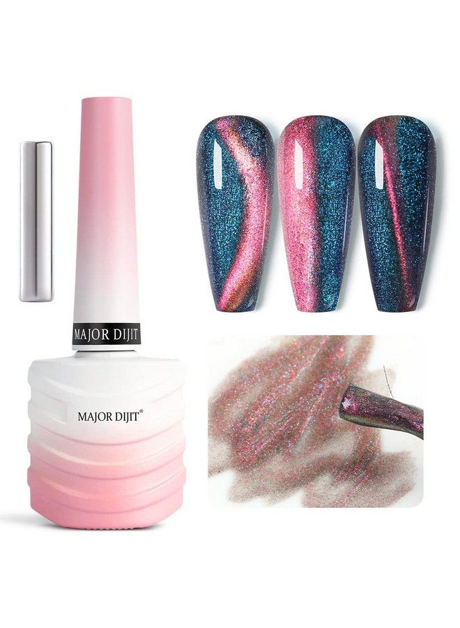 9D Cat Eye Gel Nail Polish Glitter Soak Off Gel Polish With Magnet Stick Glitter Holographic Nail Art For Salon Home Diy 15Ml/0.5Floz