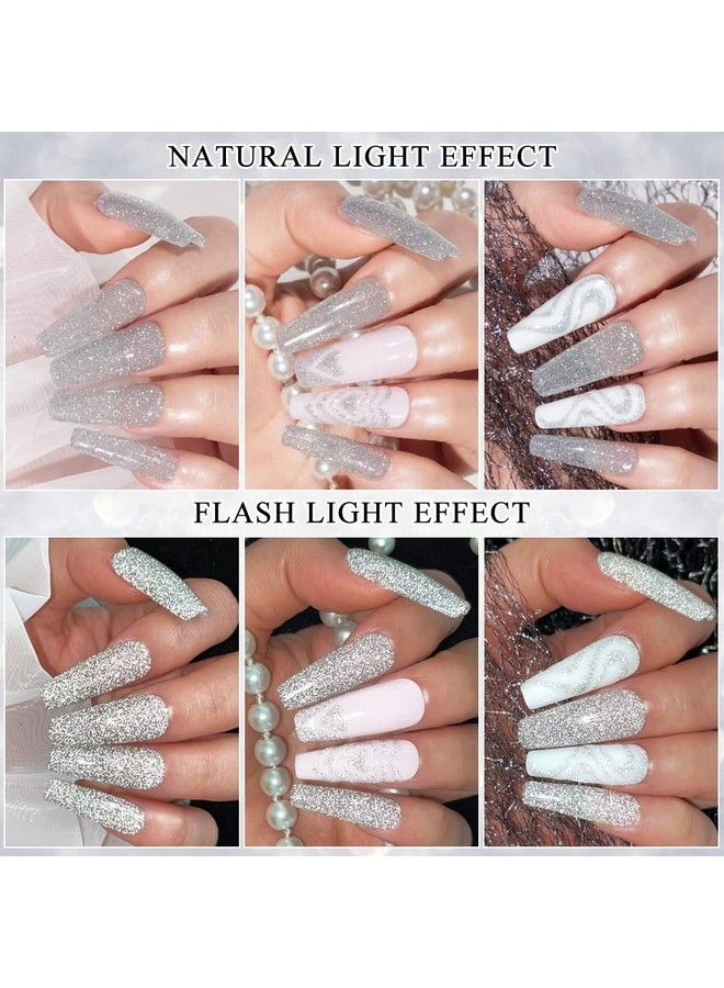 Silver Reflective Gel Polish Liner Gel Glitter Diamond Gel Liner Nail Art For Nails Sparkle Disco Drawing Gel Liner Polish Nail Painting For Diy Nail Art Design Manicure Soak Off Lamp Gel