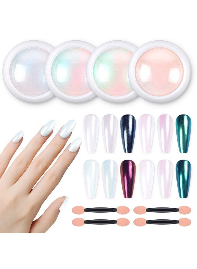 Chrome Nail Powder Metallic Mirror Effect Pigment Chrome Iridescent Aurora Nail Glitter Mermaid Pearl Glitter Dust Kit For Gel Polish Nail Art Decoration Resin Craft…