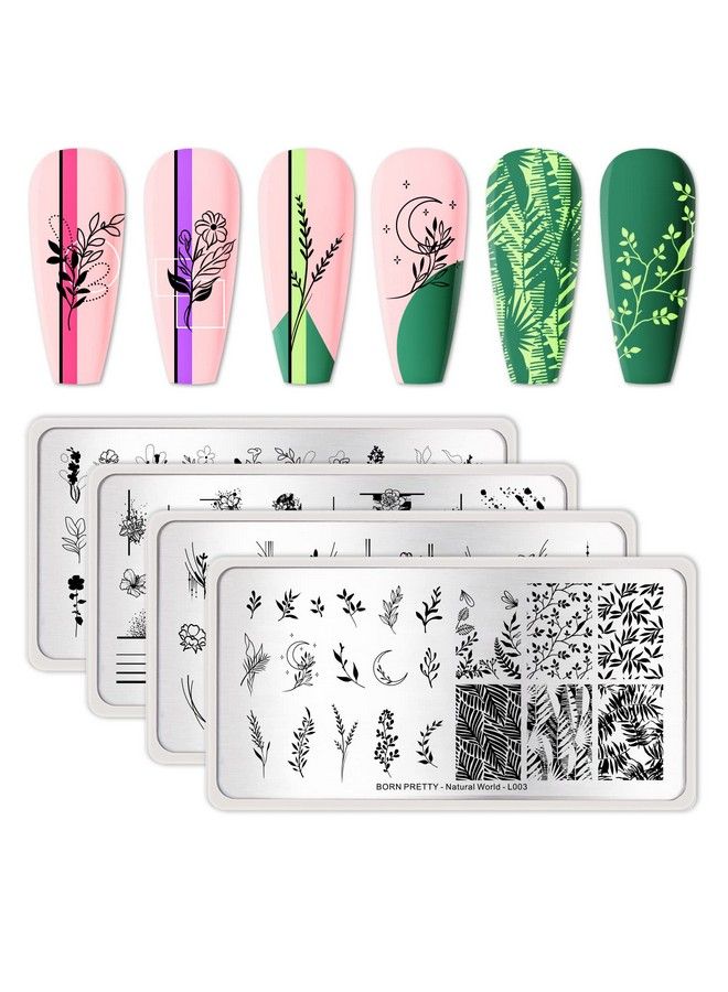 Stamping Temeplates Nail Art Stamping Plates Flower Leaves Theme Nail Image Plates Nail Manicuring Diy Printing Tools 4Pcs