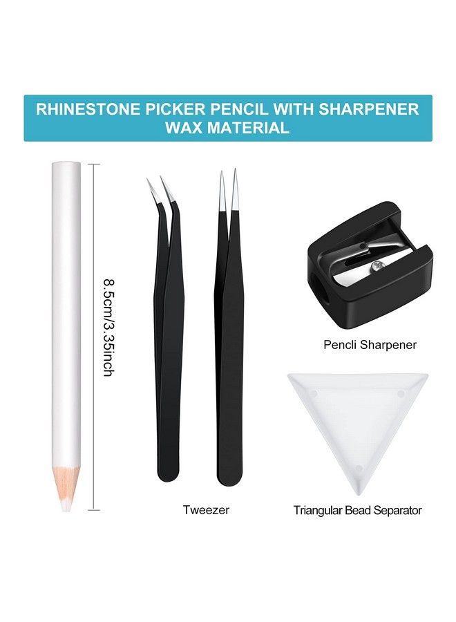 22 Pieces Wax Rhinestone Picker Pencil Wax Pencil Set For Rhinestones Nail Art Gem Dotting Crystal Pick Up Tools With Pick Up Tweezers Pencil Sharpener And Triangular Plate