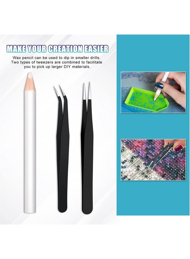 22 Pieces Wax Rhinestone Picker Pencil Wax Pencil Set For Rhinestones Nail Art Gem Dotting Crystal Pick Up Tools With Pick Up Tweezers Pencil Sharpener And Triangular Plate