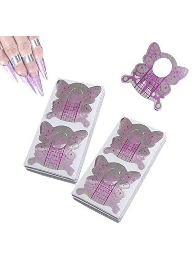 200Pcs Nail Form Pruple Bufferfly Shape Nail Art Guide Form Acrylic Tips Uv Gel Extension Stickers Guide Stencil Manicure Tools For Nail Polish Guide Sticker