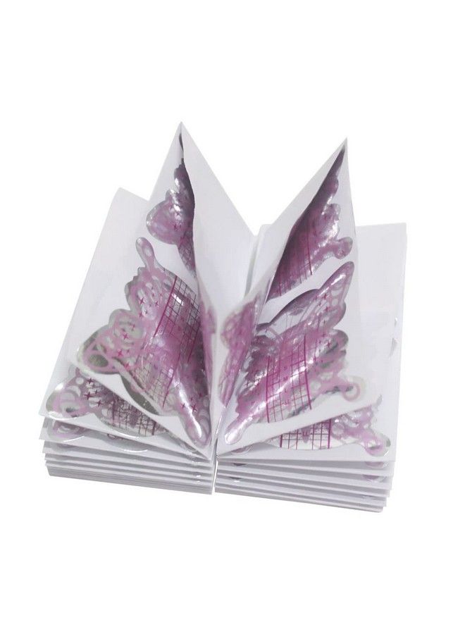 200Pcs Nail Form Pruple Bufferfly Shape Nail Art Guide Form Acrylic Tips Uv Gel Extension Stickers Guide Stencil Manicure Tools For Nail Polish Guide Sticker