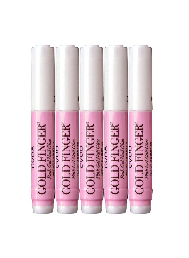 Pink Professional Nail Glue For Acrylic Nails Nail Tips Press On Nails (5Pcs) Super Strong Fast Drying Long Lasting Easy To Carry Made In Usa