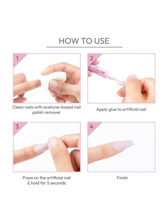Pink Professional Nail Glue For Acrylic Nails Nail Tips Press On Nails (5Pcs) Super Strong Fast Drying Long Lasting Easy To Carry Made In Usa