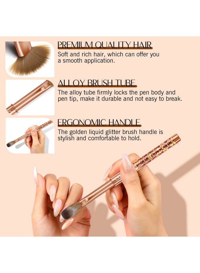 Acrylic Nail Brush Set 7 Pcs Kolinsky Acrylic Nail Brush For Acrylic Powder Golden Nail Brushes For Acrylic Application Nail Extension & Carving Nail Salon Home Diy #4/6/8/10/12/14/16