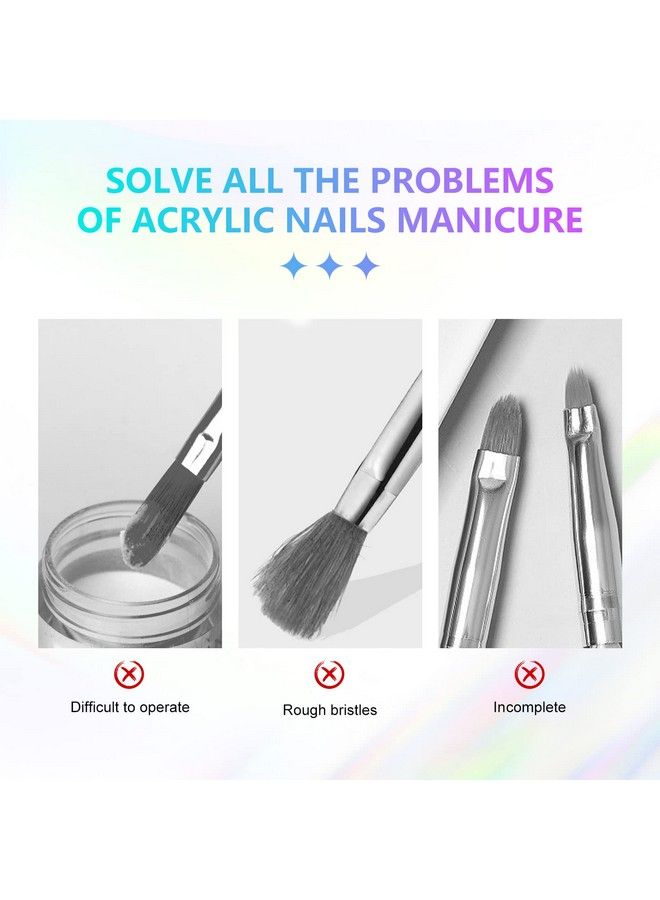 Kolinsky Acrylic Nail Brush Set 6Pcs Laser Blue Acrylic Nail Brushes For Acrylic Application Professional Acrylic Powder Brush For Acrylic Nails Extension & 3D Carving Size 4/8/10/12/14/16