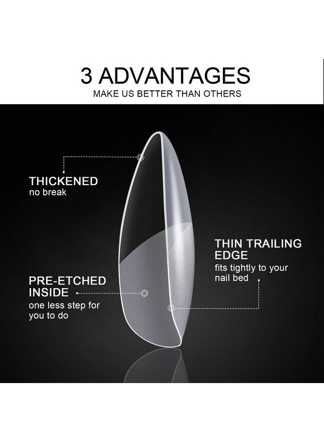 Almond Nail Tips Full Cover Morgles 600Pcs Preetched Full Cover Clear Almond Shaped Acrylic Nail Tips With Glues Nail Files For Nail Salon Home 12 Sizes