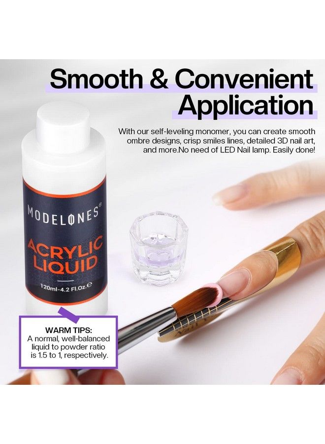 4 Oz Monomer Acrylic Nail Liquid Professional Monomer 120Ml Acrylic Monomer Liquid For Acrylic Powder Acrylic Nail Extension 3D Nail Art Mma Free Nonyellowing Medium Drying