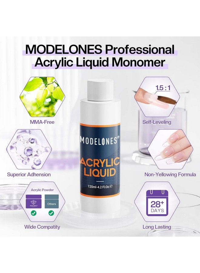 4 Oz Monomer Acrylic Nail Liquid Professional Monomer 120Ml Acrylic Monomer Liquid For Acrylic Powder Acrylic Nail Extension 3D Nail Art Mma Free Nonyellowing Medium Drying