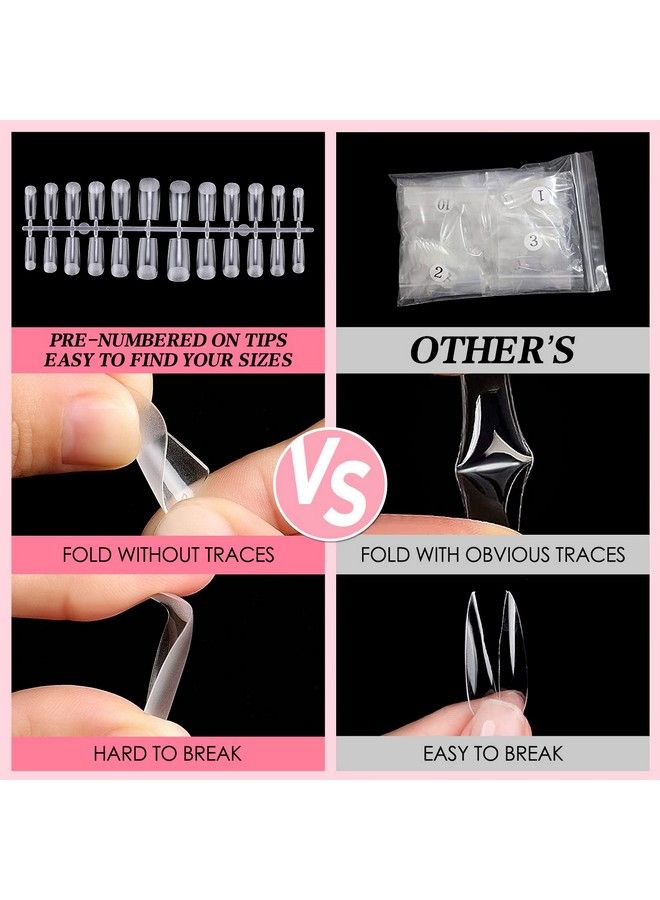 Square Fake False Nail Tips 432Pcs Full Cover Nail Tips For Soak Off Nail Extension Acrylic False Press On Nails With Box For Nail Art Salon And Home Diy 10 Sizes