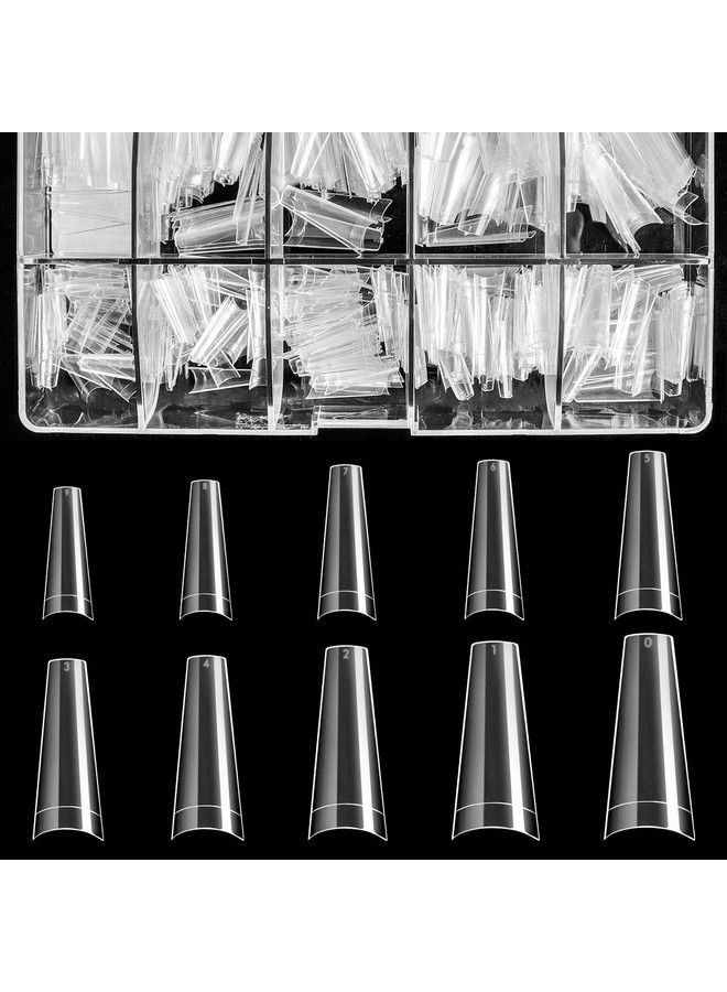 Clear Acrylic Nail Tips Coffin Nail Tips Btartbox 500Pcs Artificial Ballerina Shaped Fake Nails Half Cover False Nail With Case For Nail Salons And Diy Nail Art 10 Sizes