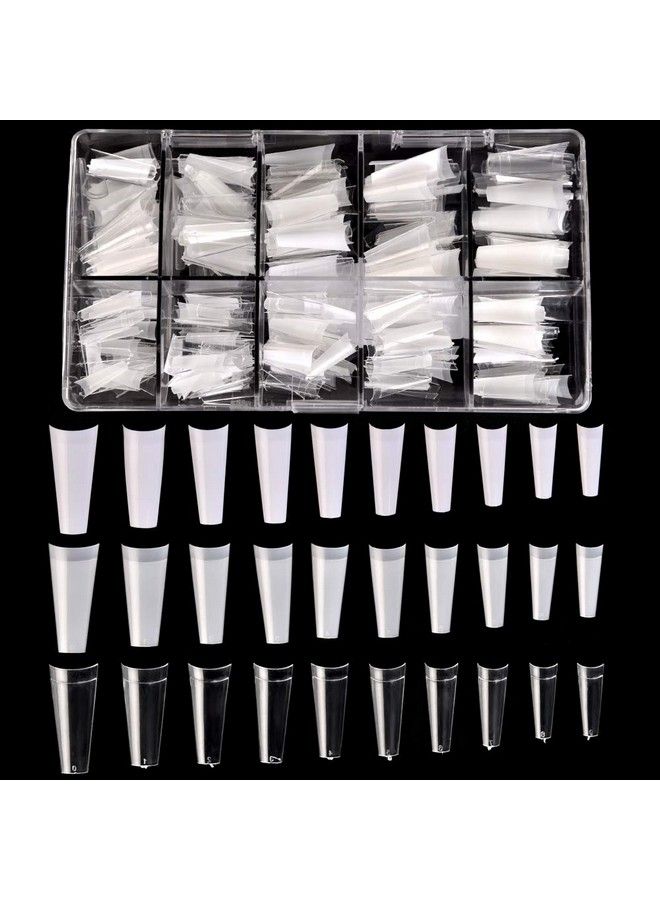 French Coffin Ballerina Nail Tips Acrylic Half False Nails 10 Sizes 500 Pcs With Box (Hc76)