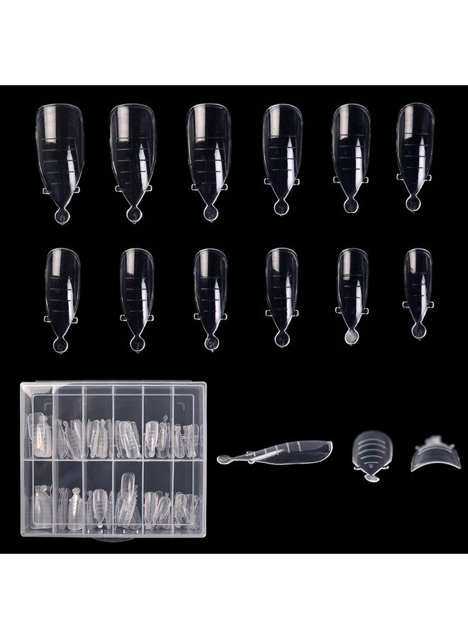 120Pcs Clear Full Cover Dual Nail System Form Uv Gel Acrylic Nail Art Mold Artificial Nail Tips With Scale For Extension (Model 9)