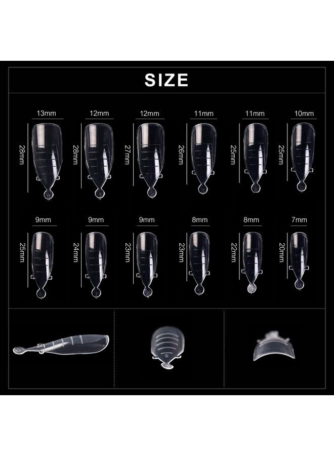 120Pcs Clear Full Cover Dual Nail System Form Uv Gel Acrylic Nail Art Mold Artificial Nail Tips With Scale For Extension (Model 9)