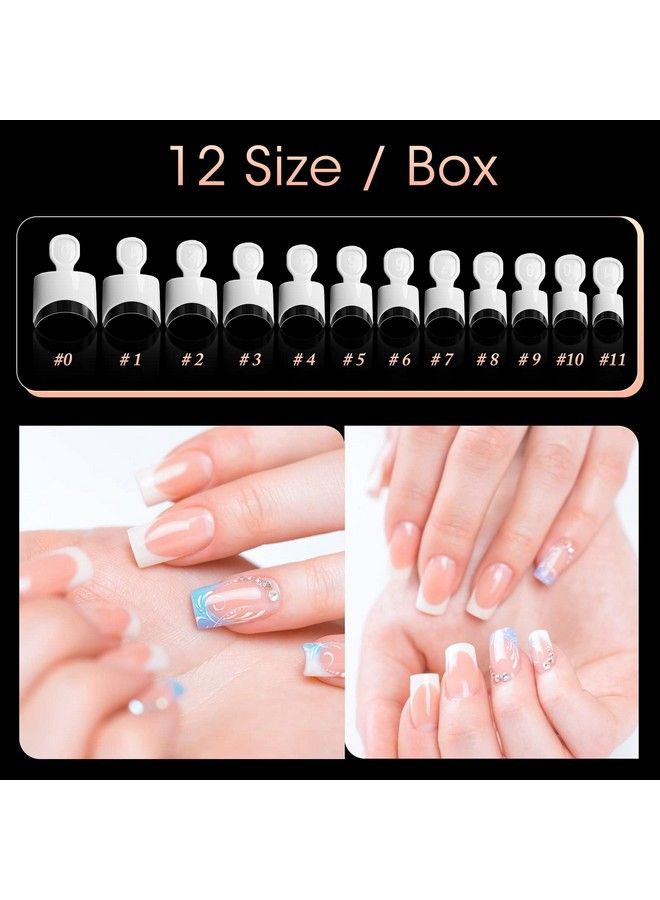 White French Nail Tips120Pcs Short French Style Acrylic Nail Tip 12 Sizes False Nail Clear And White Press On Nails For Women(Whiteclear)