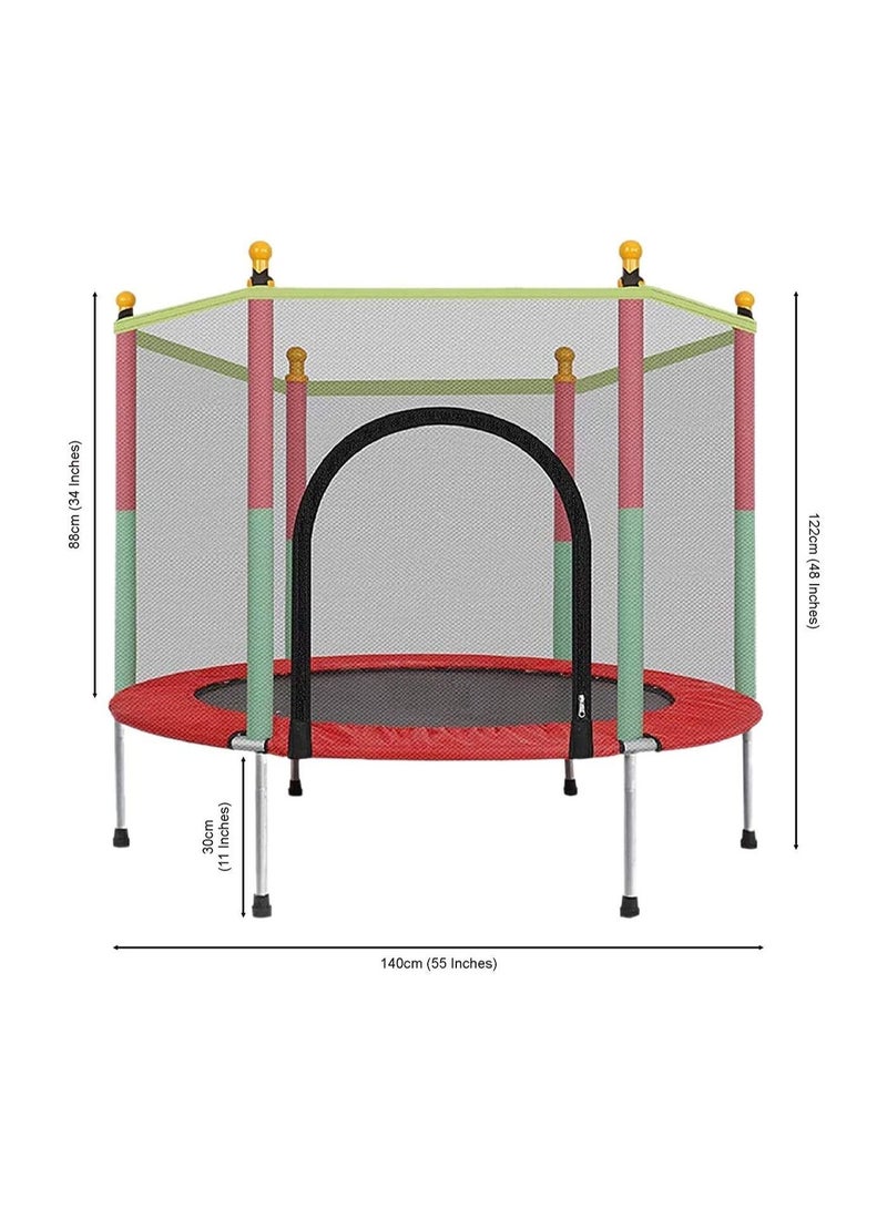 140cm Indoor Trampoline with Protection Net Adult Children Jumping Bed Enclosure Outdoor Trampolines Workout Fitness Equipment