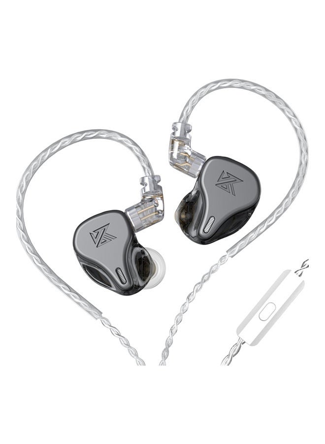 Array Type Three-Unit Dynamic In Ear Wired Headphone With Mic Grey