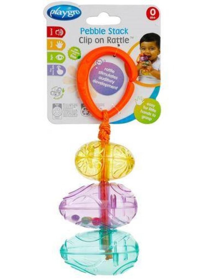 Pebble Stack Clip On Rattle For Kids Teether