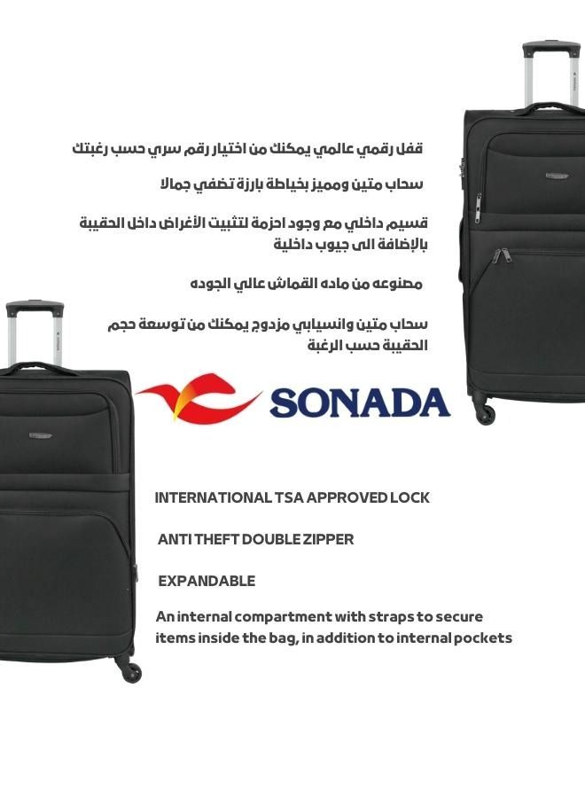 Softside Luggage Set of 3 Black