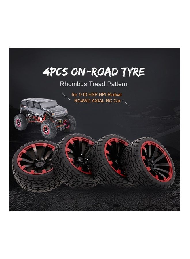 4-Piece 1/10 RC Rhombus Tread Pattern On-Road Tyres Set