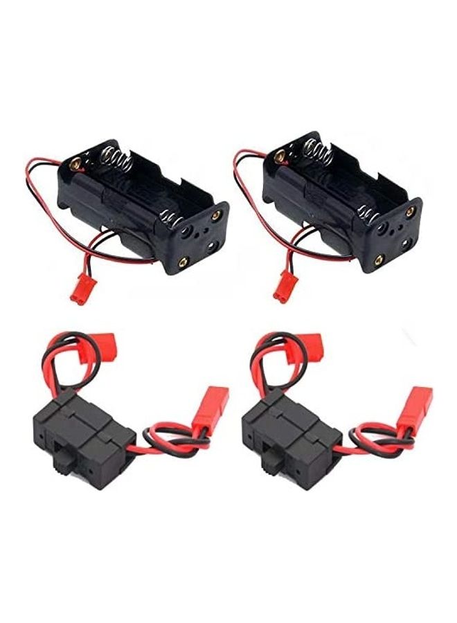 4-Piece On/Off Power Switch Receiver And AA Battery Container Case Holder For RC Model Car