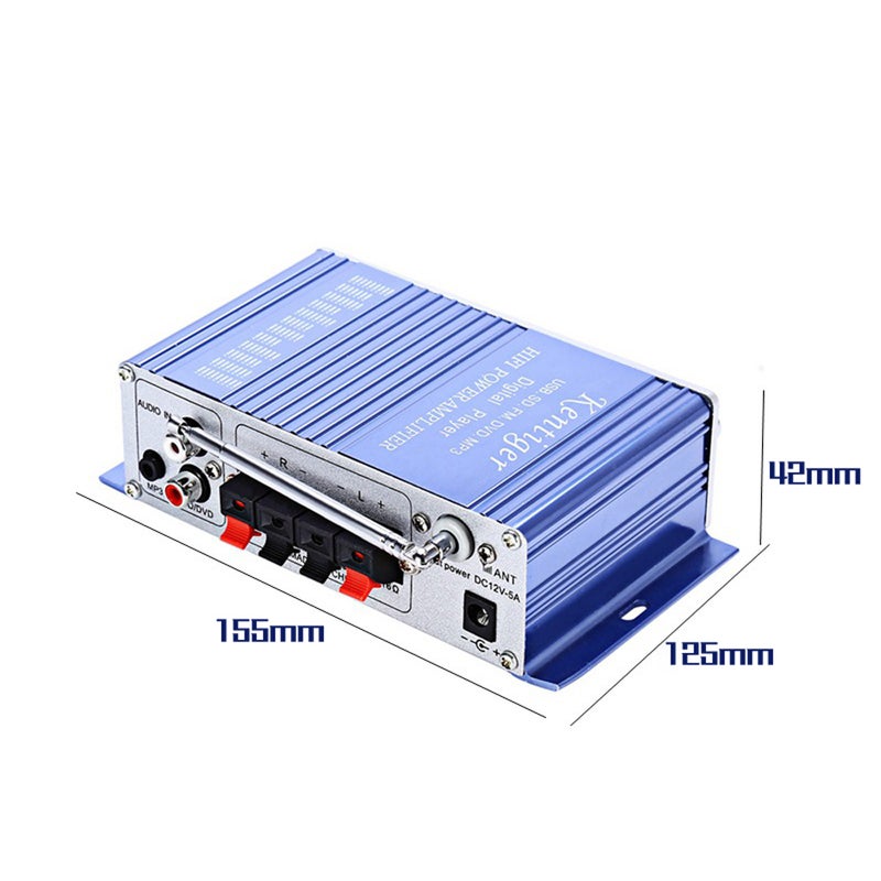 Mini BT Stereo Audio Power Amplifier V6728BL_P Blue/Silver