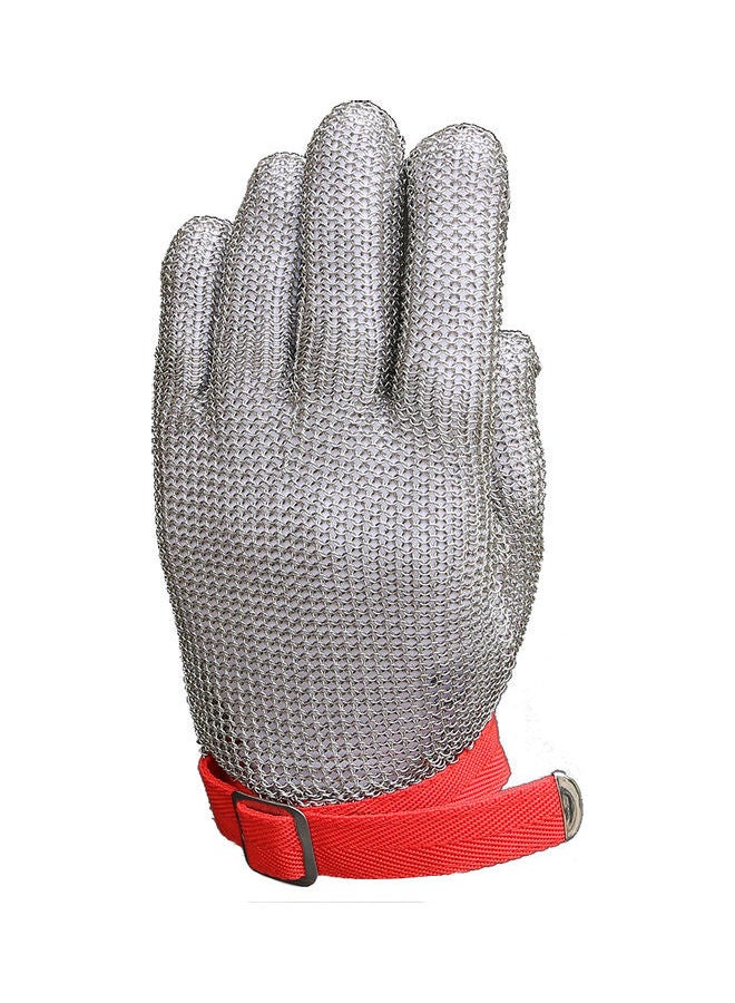 High-Quality 304L Stainless Steel Mesh Knife Cut Resistant Chain Grey/Red