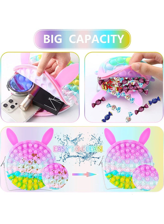 2-Piece Silicone Stress Relief Push Bubble Sensory Fidget Shoulder Toy Bag 18.5x18.5x2cm