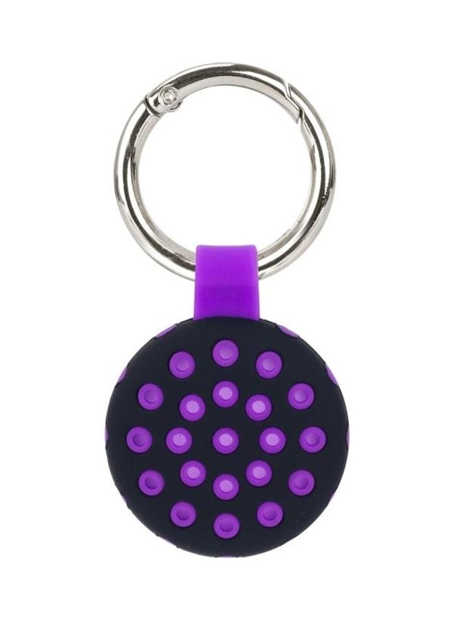 Dot Anti-Scratch Shockproof Silicone Case With Keychain For Apple AirTag Black/Purple