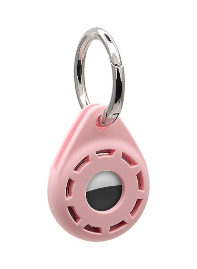 Silica Gel Anti-Scratch Shockproof Protective Cover Soft Case with Keychain Ring Loop for Apple AirTag Pink
