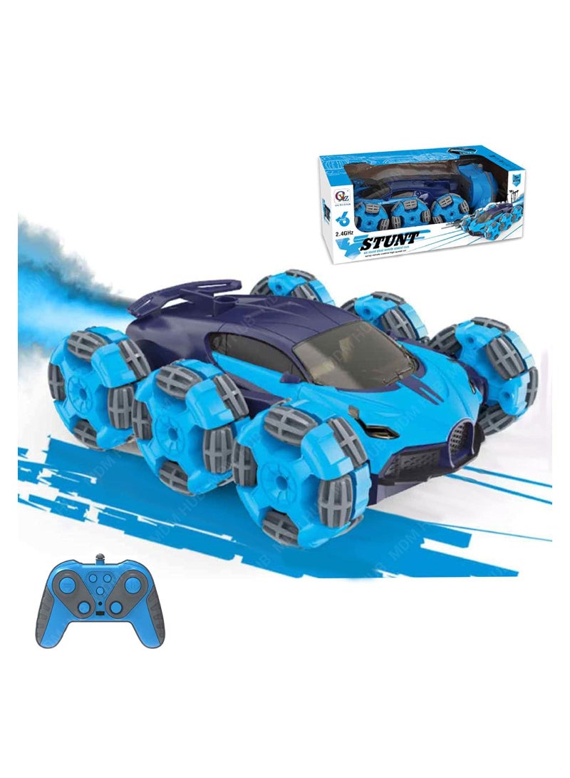 COOLBABY Remote Control Twisting Stunt Car 6 Wheel Bugatti Stunt Racing Car Toys 360° Rotation, Cool Spray and Laser LED Headlights, High-Speed Tumbling Drift RC Car for Kids