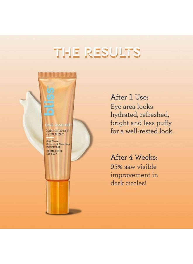 Rest Assured ™ Eye Cream : Dark Circle Reducing & Depuffing Eye Cream : With Vitamin C & Caffeine : Clean : Crueltyfree : Vegan : 05 Oz