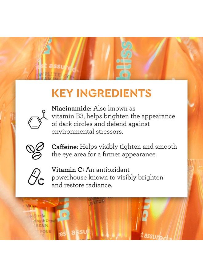 Rest Assured ™ Eye Cream : Dark Circle Reducing & Depuffing Eye Cream : With Vitamin C & Caffeine : Clean : Crueltyfree : Vegan : 05 Oz