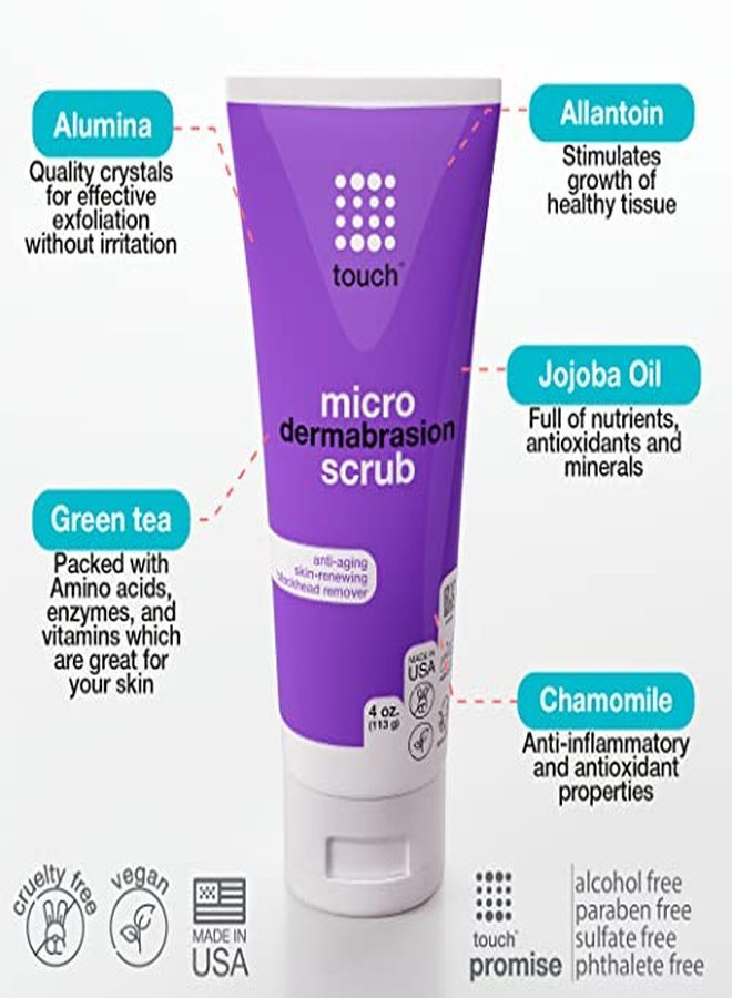 Dermabrasion Facial Scrub And Face Exfoliator - Exfoliating Face Scrub Polish Cream With Dermatologist Crystals For Anti-Aging, Acne Scars, Dullness, Wrinkles, And Pores - Large 4 Ounce Size