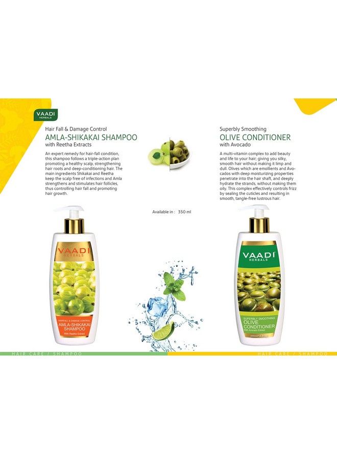 Amla Shikakai Hair Fall And Damage Control Shampoo 350Ml With Olive Conditioner 350Ml